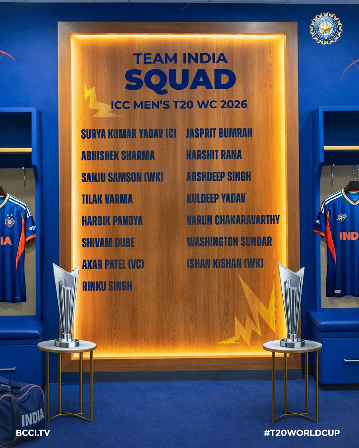 India's T20 World Cup 2026 Squad